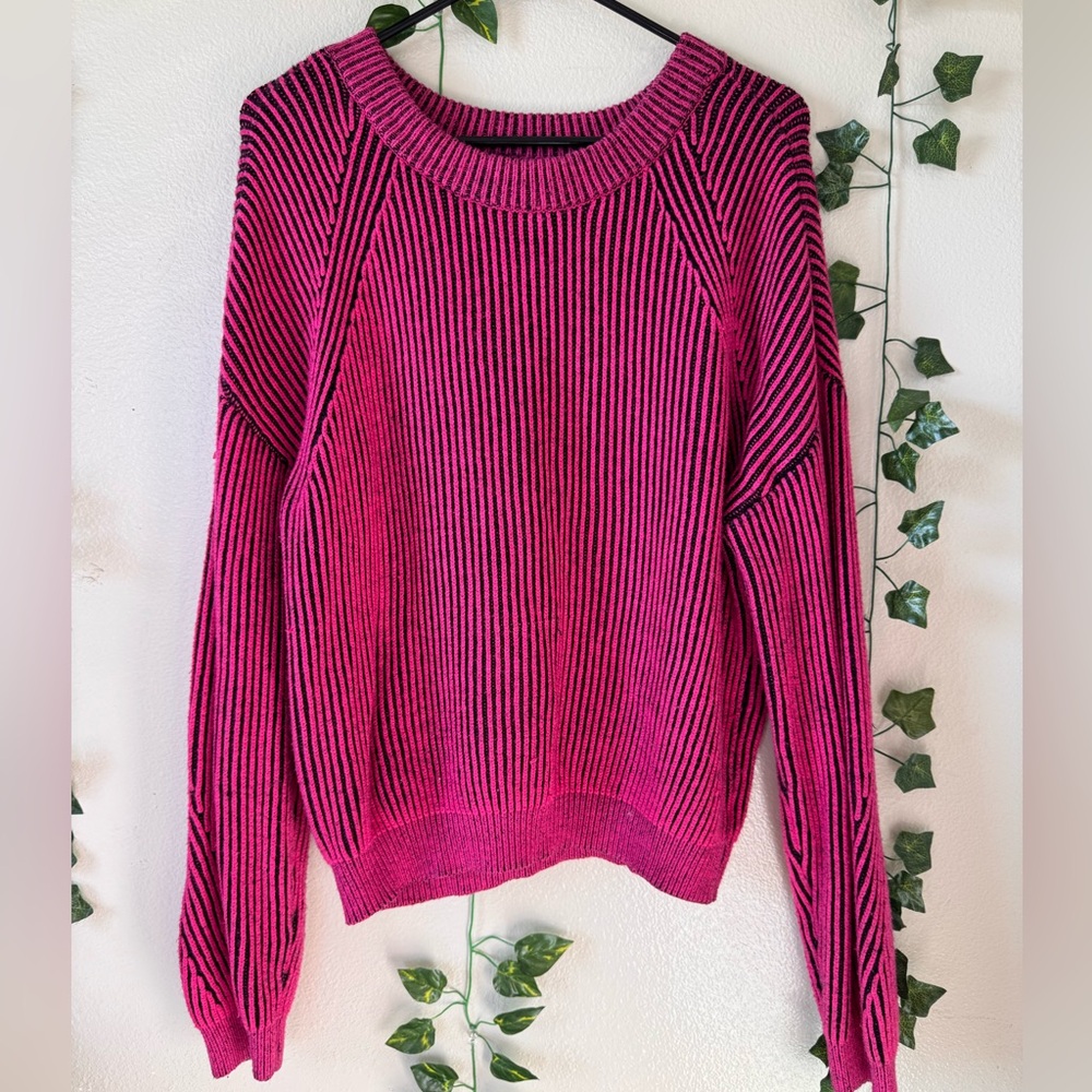 Magenta + Black striped Sweater
